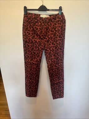 Soft Surroundings Red and Black Leopard Print Jeans